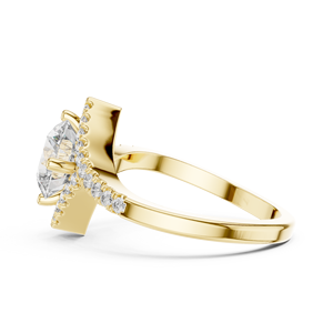 Bague de fiançailles solitaire en or 14K 18K avec diamant de laboratoire taille ronde 1,80 carat, halo en forme de cerf-volant, certifiée IGI DEF VVS, pavé, ODM - Product Image 5