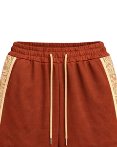 Shorts de basketball pour hommes orange rouille et beige, respirants, séchage rapide, pour entraînement sportif, gym, course à pied, athlétiques, taille élastique, personnalisables - Product Image 4
