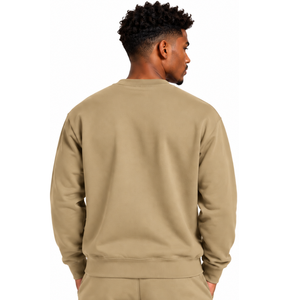 Sudadera Beige Caqui para Hombre, Cuello Redondo, Manga Larga, Estilo Casual, Forro Polar, con Logotipo Personalizado, Ropa Deportiva de Invierno, Venta al Por Mayor - Product Image 2