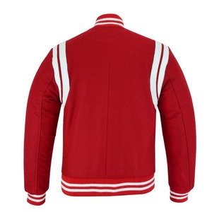 Blouson universitaire OEM 2026 en laine rouge avec bandes en cuir blanc, logo frontal, coupe-vent, respirant, chauffant pour l'hiver – Nouvelle collection à succès - Product Image 2