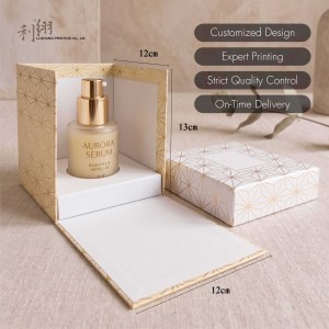 Boîte cadeau rigide Aurora Serum, emballage créatif, dorée, personnalisable, estampage à chaud, carton ivoire, boîte carrée, design multicouche fait main - Product Image 1