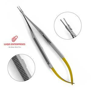 Portaagujas Castroviejo Ryder de Carburo de Tungsteno con Mordazas de 1.0mm, Instrumento Quirúrgico Oftálmico de Acero Inoxidable Reutilizable - Product Image 1