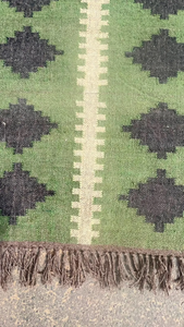 Green Geometric Handmade Wool Jute Stair <b>Runner</b> Traditional Farmhouse <b>Hallway</b> Staircase <b>Rug</b> Custom Entryway Floor Carpet - Product Image 5