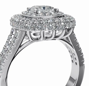 Anillo de Esencia de Esmeralda y Diamante Cultivado en Laboratorio con un Peso Total de 1303 Quilates y 49 Piedras Brillantes de Corte Deslumbrante - Product Image 3