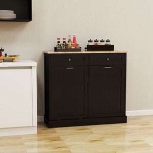 Gabinete de Cocina Negro para Desechos con Dos Cajones y Dos Compartimentos, Diseño Abatible - Product Image 1