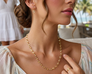 Collier de luxe pour femme plaqué or 18 carats avec perles et citrine goutte d'eau, idéal pour le quotidien, les fêtes ou comme cadeau - Product Image 1