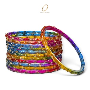 Ensemble de bracelets en verre de style Kashmiri multicolores en zircon et cristal, tendance et de qualité supérieure, pour femmes, bijoux de mariage et de mode - Product Image 4