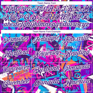 Camiseta Deportiva de Secado Rápido para Hombre, con Estampado de Grafiti Personalizado en Morado y Blanco, Corte Clásico, Manga Corta, con Logotipo - Product Image 4