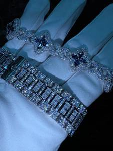Montre mécanique bleu glace avec lunette entièrement sertie de diamants, bracelet en cristal, montre de luxe pour homme, cadeau - Product Image 5