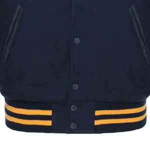 Veste varsity pour homme, noire, matelassée, en coton/polyester, séchage rapide, respirante, hiver, décontractée, motif uni, sans capuche, style 2027 - Product Image 3