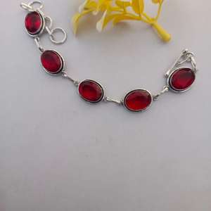 Beautiful <b>Red</b> Garnet Statement <b>Bracelet</b> 925 Sterling Silver Handmade Jewelry Gift For Women Birthday Elegant - Product Image 5