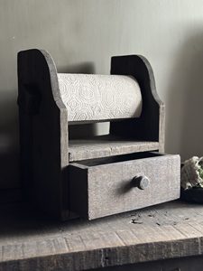 Rustic Wooden Toilet <b>Paper</b> <b>Roll</b> <b>Holder</b> with Drawer Storage Vintage Bathroom Tissue Organizer - Product Image 4