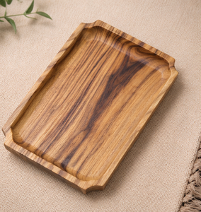 Handmade Durable Polished Eco-Friendly Acacia Wood <b>Serving</b> Tray <b>Set</b> Natural Rectangular Food <b>Serving</b> Platters - Product Image 6