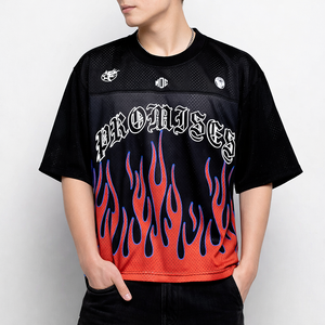 Vintage Streetwear Men's Sports Mesh Jersey Custom Number Printing Retro Mesh Jersey Boxy Fit Cropped American Football <b>Shirt</b> - Product Image 5
