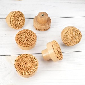 <b>Furniture</b> <b>handle</b> best sale rattan door <b>knob</b> handmade round shape <b>handles</b> hardware accessories - Product Image 2
