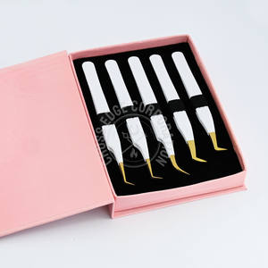 Pince à épiler professionnelle d'extension de cils à pointe de fibre nouvelle pince à épiler individuelle de Volume d'extension de cils blancs pour l'acier inoxydable - Product Image 1