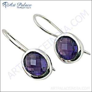 New <b>Hook</b> Style 925 Sterling Silver Jewelry Fine Stud <b>Earrings</b> with Amethyst Gemstone Pretty Silver <b>Earrings</b> - Product Image 1