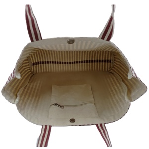 กระเป๋าผ้าแคนวาสขนาดใหญ่ 10 ออนซ์ สีม่วงแดงลายขาว สำหรับนักเรียน นักช้อป ผู้หญิง เป็นมิตรกับสิ่งแวดล้อม ใช้ซ้ำได้ ขายส่ง - Product Image 6