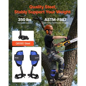 Set di Ramponi in Acciaio per Arrampicata su Alberi, Cinghie Regolabili in Altezza, Imbracatura con Capacità di Carico 350 Libbre, Accessori per Attrezzatura da Arrampicata - Product Image 2