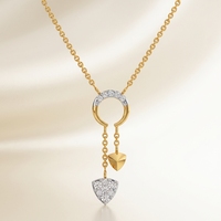 Collier à double pendentif en diamant de laboratoire avec maillons circulaires étincelants et design asymétrique moderne