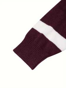 Pull en maille torsadée rayé décontracté pour homme, col rond, color block, coupe ajustée, chaud, automne-hiver, pull tendance pour homme - Product Image 6