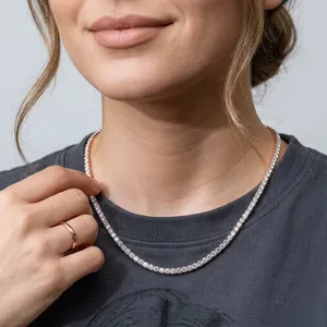 Cadena de tenis de diamantes cultivados en laboratorio, estilo hip-hop, de oro macizo, collar certificado, joyería de lujo fina para mujer - Product Image 2
