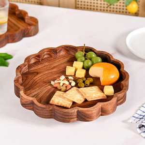 Plateau décoratif en bois d'acacia naturel, forme irrégulière, style rustique, 38,5x26cm, emballage individuel, plateaux de service en bois - Product Image 3