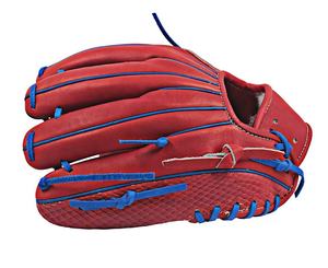 WARPRO INDUSTRY Adult <b>Red</b> Baseball <b>Glove</b> with Blue Stitching Full Finger H-Web Design Left Handed Throw Lightweight Durable - Product Image 5
