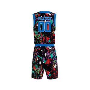 Custom Neon <b>Paint</b> Splatter Breathable Sleeveless Basketball Uniform Premium Sublimation 100% Polyester Sports Apparel - Product Image 5