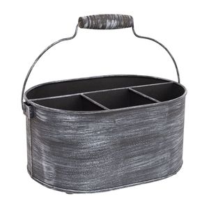 Farmhouse Galvanized Cutlery <b>Holder</b> Rustic Charm <b>Utensil</b> Organizer Ideal For Kitchen Dining Decor - Product Image 1