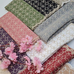 Dentelle Florale Élégante en Lin, Coton et Mousseline avec Broderie de Strass, 12 Couleurs, Bordures Délicates Effilochées, Tendance 2026 - Product Image 1