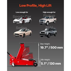 Martinetto idraulico da officina in acciaio a basso profilo da 3 tonnellate (6614 libbre) con pompa a sollevamento rapido a pistone singolo per auto - Product Image 2