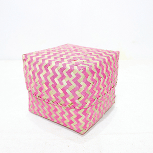 Top Rated Durable Square Woven Palm Leaf Box Lightweight <b>Small</b> Sundries Organizer Decorative Jewelry Case - Product Image 5
