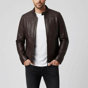 Veste en cuir urbaine pour homme, en cuir de vache souple, légère, confortable, imperméable, respirante, tendance, fournisseur OEM ODM - Product Image 1