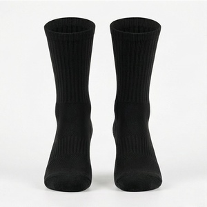 Black Crew <b>Socks</b> Solid Color Knitted Breathable Casual Wear for Adults Standard Thickness Regular Style - Product Image 1