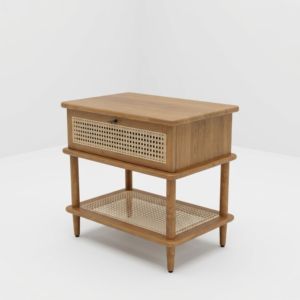 Commode de chambre moderne en bois massif et rotin, meuble de rangement avec tiroirs, armoire d'appoint pour la maison, l'appartement et la villa - Product Image 3