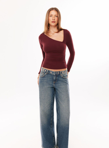 Elegante Top Corto de Punto con Hombros Descubiertos para Mujer, Camiseta Moderna para Mujer, Tops Cortos para Mujer - Tops de Moda al por Mayor - Product Image 3