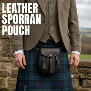 Medieval Plain Vegan Sporran Leather <b>Pouch</b> with Tassels Scottish Kilt Sporran with Chain Belt for <b>Men</b> - Product Image 6