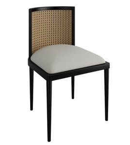 Ensemble de salle à manger scandinave moderne en bois, table rectangulaire avec chaises à dossier en rotin pour la salle à manger à domicile - Product Image 5