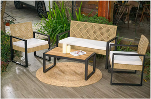 Ensemble moderne de 4 pièces pour jardin et terrasse en rotin tissé à la main de haute qualité pour hôtel, salon, cour, meilleur prix pour l'école - Product Image 2