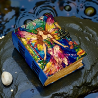 Carnet en cuir artisanal en vitrail multicolore, Grimoire Wiccan, Livre des Ombres, Livre de sorts, Lecture classique, Rajasthan