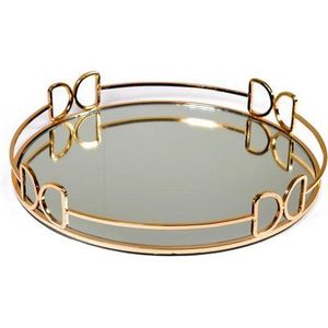 Handmade Brass Oval Tray with <b>Mirror</b> Base <b>Gold</b> Finish Decorative Serving Platter for Home Restaurant Decor Hotel <b>Table</b> Display - Product Image 2