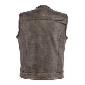 Chaleco de Cuero Vintage para Motociclistas, Estilo Moderno y Elegante para Hombre, con Diseño de Cierre Frontal a Presión, Pedido al por Mayor - Product Image 6