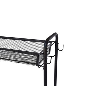 Carrito de Almacenamiento Rodante Delgado de 3 Niveles para Baño con Ganchos, Hierro Negro, 1 Unidad - Product Image 5