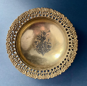 Vintage Wallace Baroque Round Gallery <b>Tray</b> Silver Plate Silverplate for Use Home and Hotel <b>Dinner</b> <b>Tray</b> Made by God Gift Exports - Product Image 1