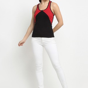 Women's Solid Tank <b>Top</b> Scoop Neck Lace Button Knitted Polyester Casual Breathable Sleeveless Eco-Friendly <b>Red</b> <b>Black</b> - Product Image 4