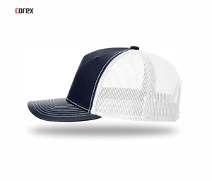 Custom <b>Navy</b> Blue Mesh Trucker <b>Hat</b> 5-Panel Adjustable Unisex Casual Spring Summer Breathable Waterproof 100% Polyester Embroidery - Product Image 3