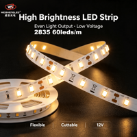 Lampu Strip LED 2835 60leds/m DC 12V  Lumen Tinggi Lampu Pita LED Fleksibel Untuk Dekorasi Proyek Dalam Ruangan