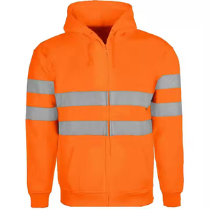 <b>Reflective</b> High Visibility Hooded Safety <b>Jacket</b> Canvas Waterproof Breathable for <b>Men</b> with Night Vision Front Logo Safety <b>Jacket</b> - Product Image 3