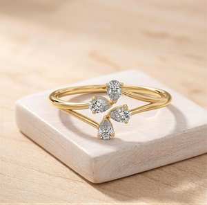 Igi 1CT ลูกแพร์สุดสวยขนาด10K 14K 18K แหวนหมั้นเพชรสีทอง - Product Image 1